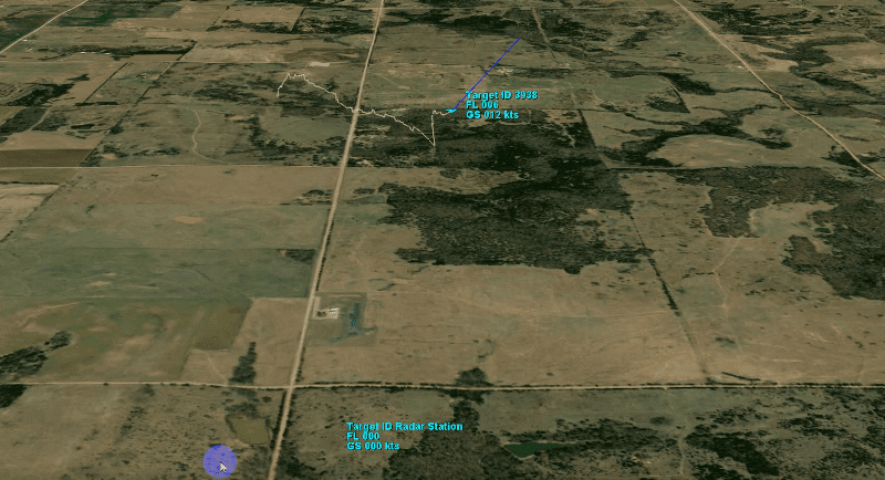 Screenshot of the FlightHorizon detect-and-avoid system tracking air traffic during the test flight.