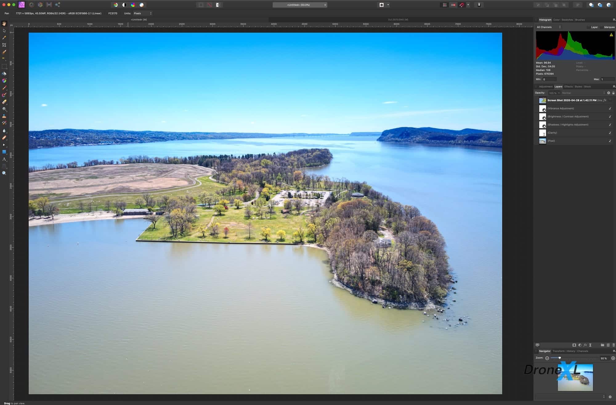 DJI Mavic Air 2 bracketing - 48MP DNG RAW JPG and HDR files to download Affinity Photo