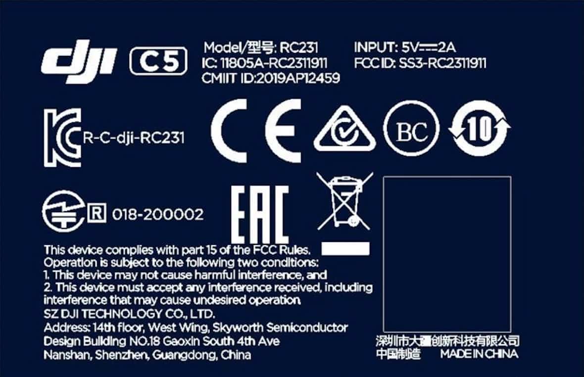 DJI C5 RC Remote Controller Model RC231