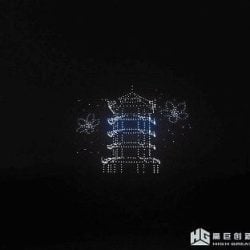 ZeroTech and HighGreat drones light up the night sky over Wuhan, China.