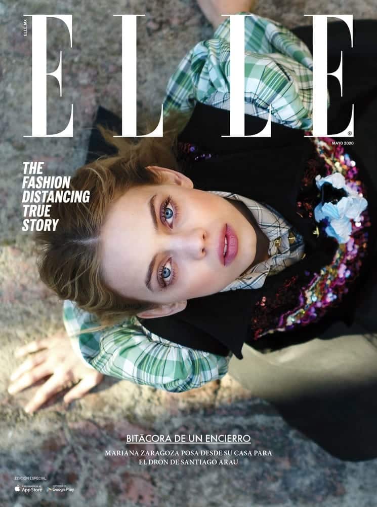 Model Mariana Zaragoza photographed by drone at her home for the Elle Mexico cover.