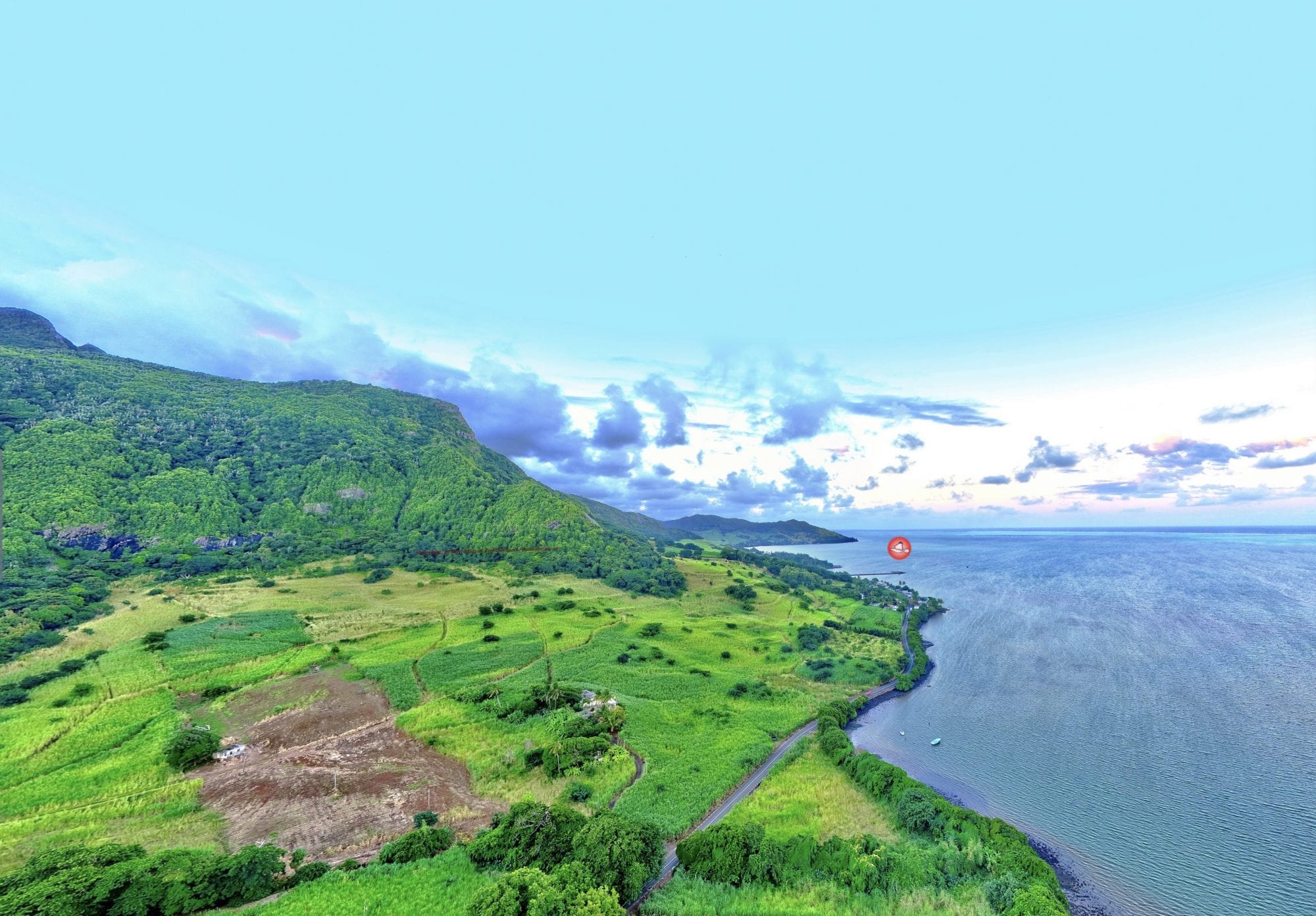 Aerial Google Street View imagery of Mauritius captured with a DJI Phantom 4 Pro drone.