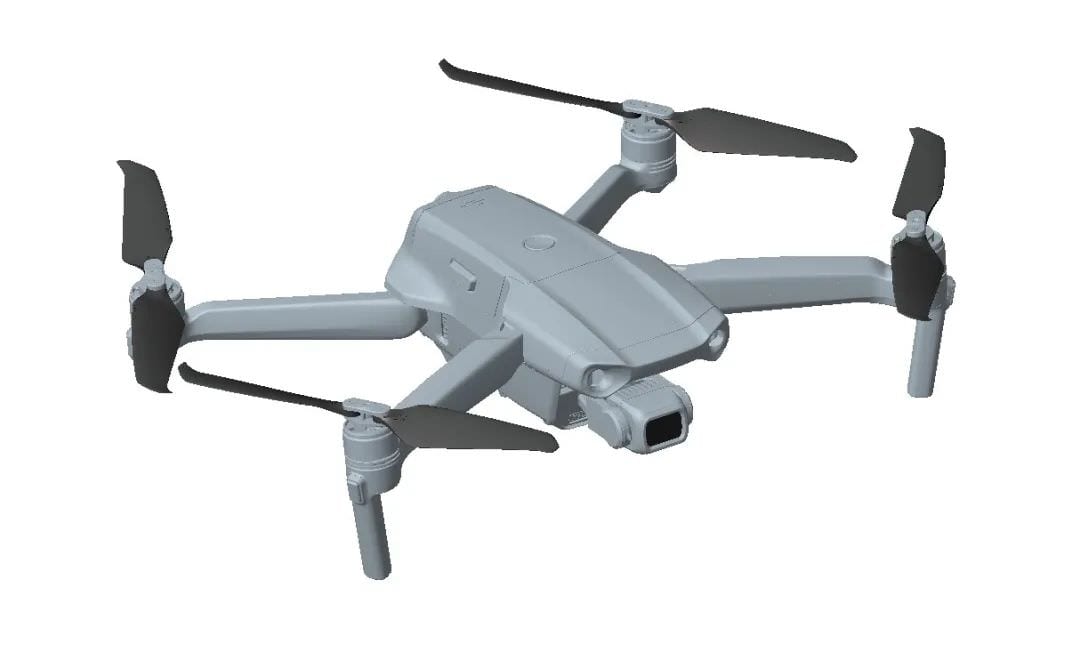 Early 3D model of the DJI Mavic Air 2 during the design process.