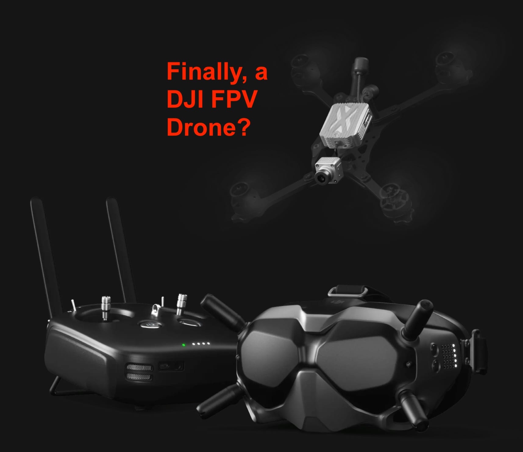 DJI patent drawing showing the FPV camera with an adjustable mounting angle.