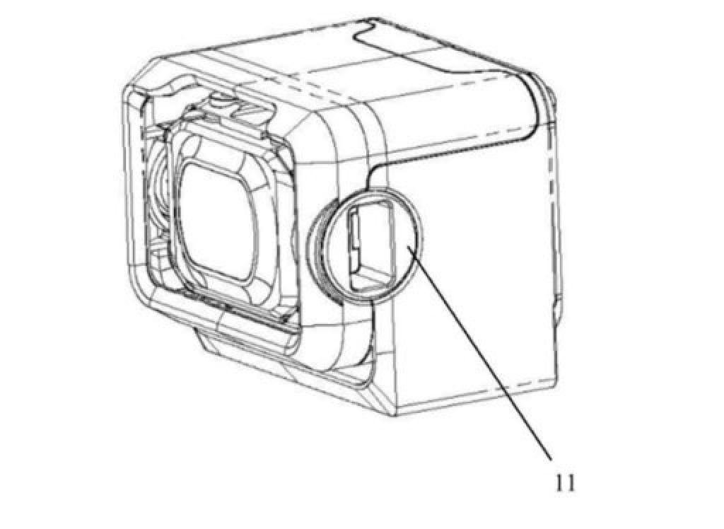 DJI patent drawing of a new FPV camera housed in a protective case.