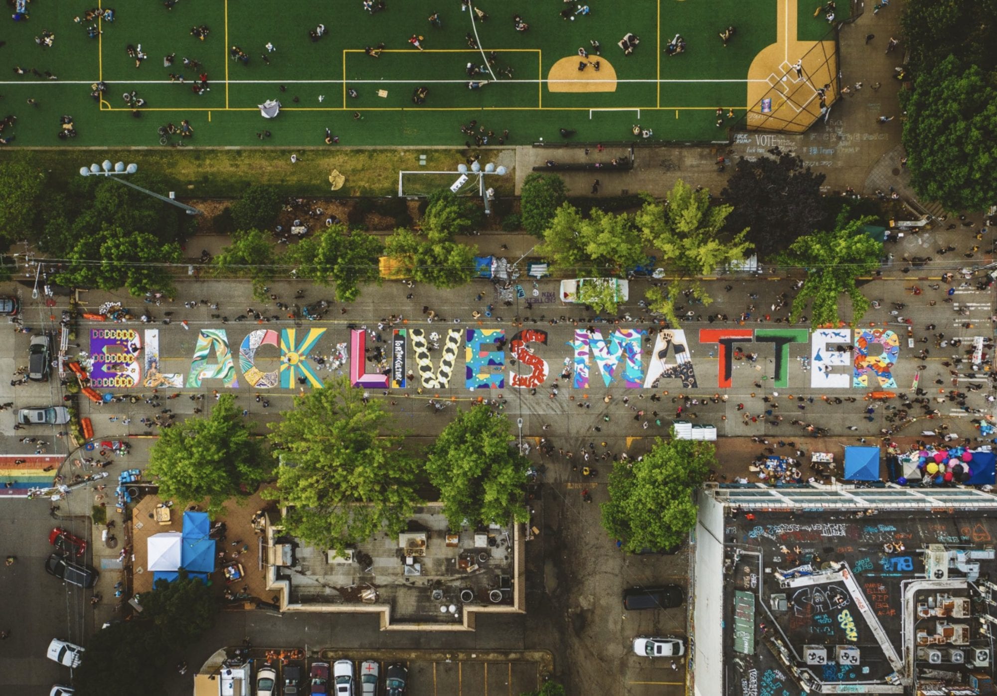 Drone video black lives matter seattle
