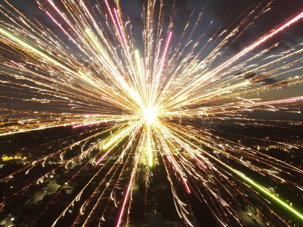 Check out this photo that was posted on social media from a drone that gets real close to the 4th of July fireworks.jpeg