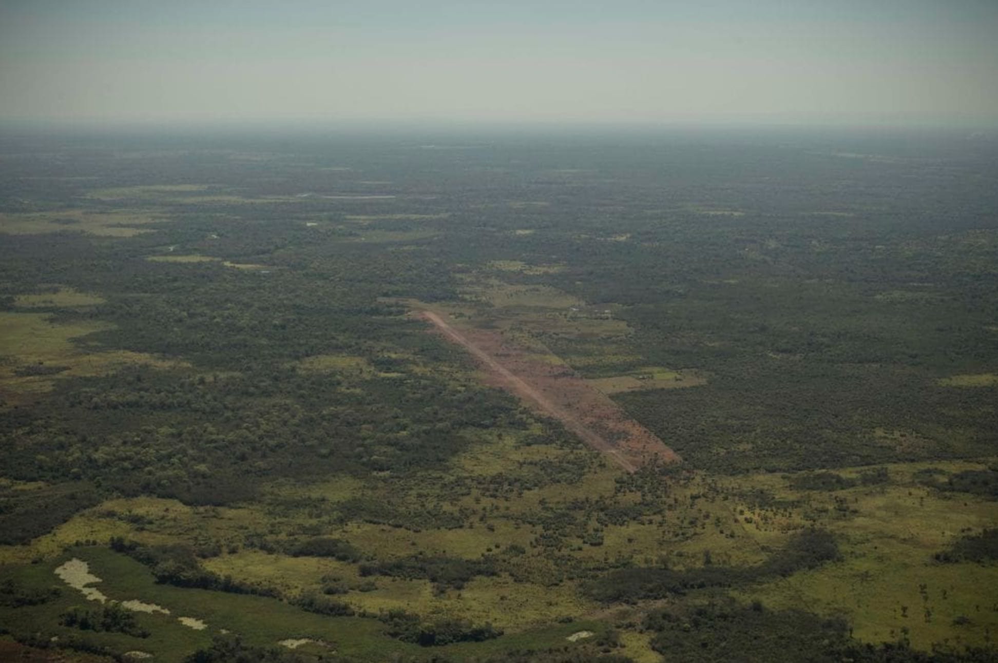 Illegal airstrip used by cocaine-carrying narco jets in Laguna Del Tigre National Park, Guatemala.