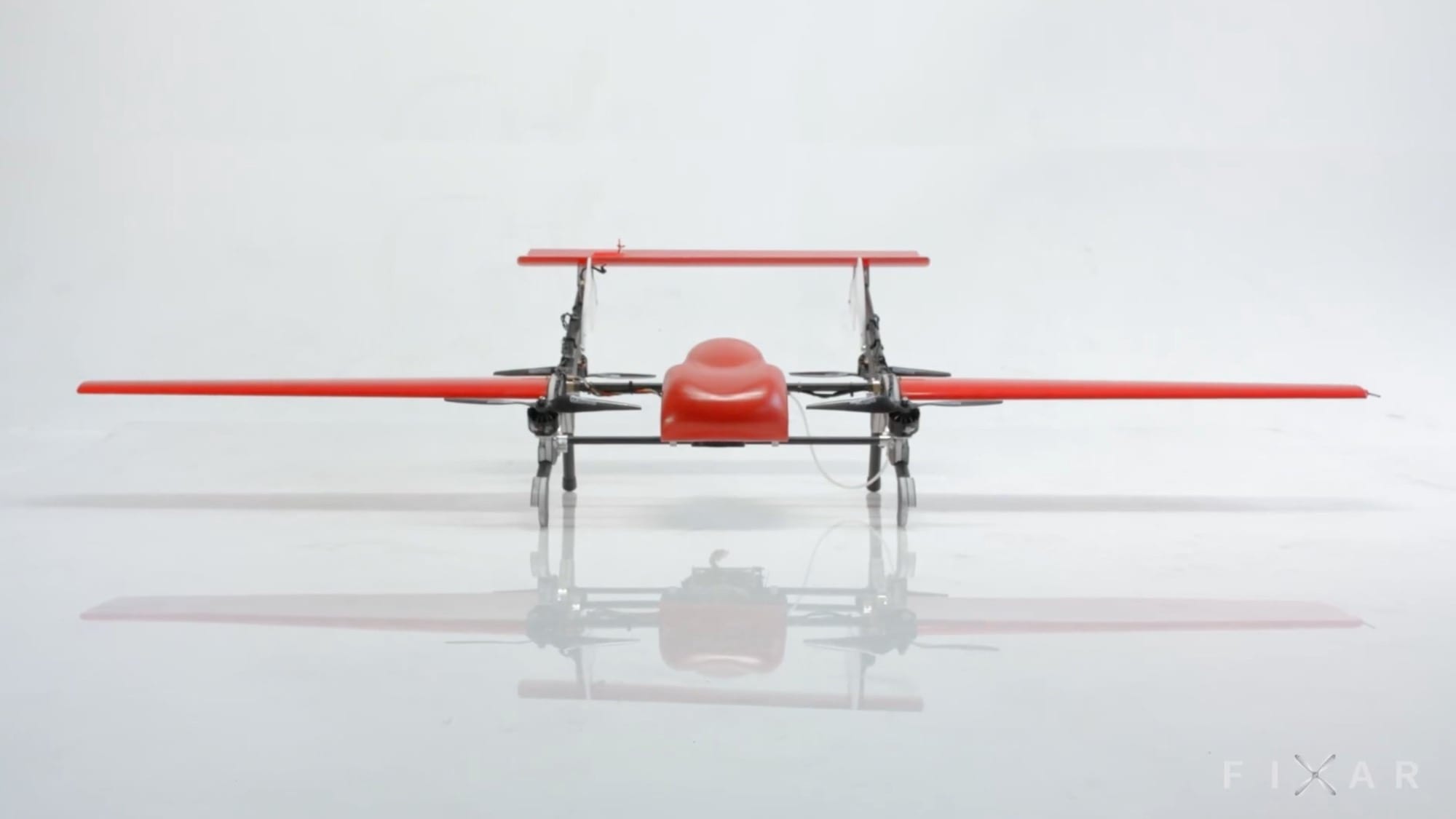 FIXAR fixed-wing VTOL drone with its patented Fixed Angle Rotor system in flight.
