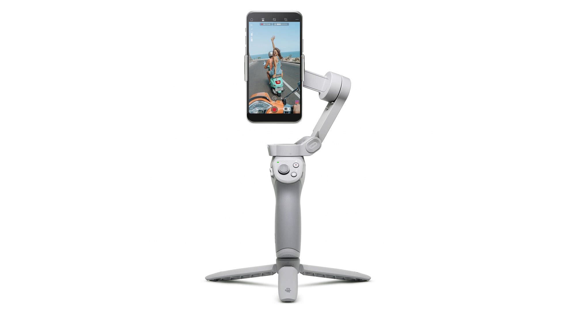 DJI OM 4 stabilizer highlighting its upgraded 3-axis gimbal motors.