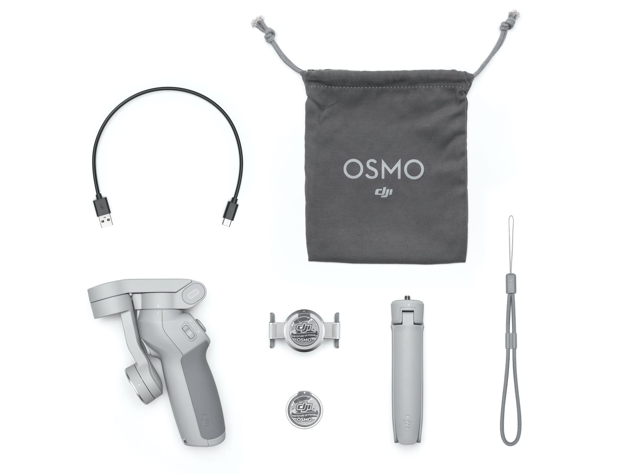 DJI OM 4 magnetic clamp system for quickly attaching a smartphone.