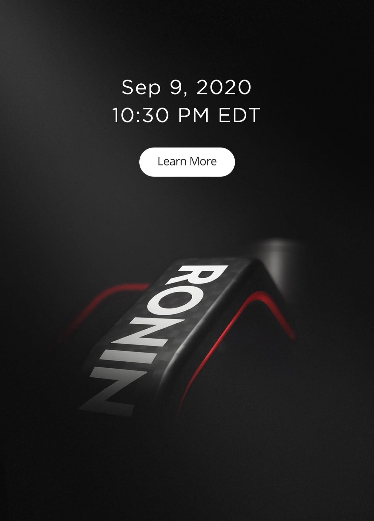 DJI teaser card announcing a Ronin launch on September 9, 2020.