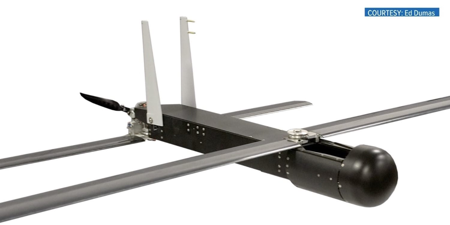 Disposable Coyote unmanned aircraft used to gather data from a hurricane eyewall.