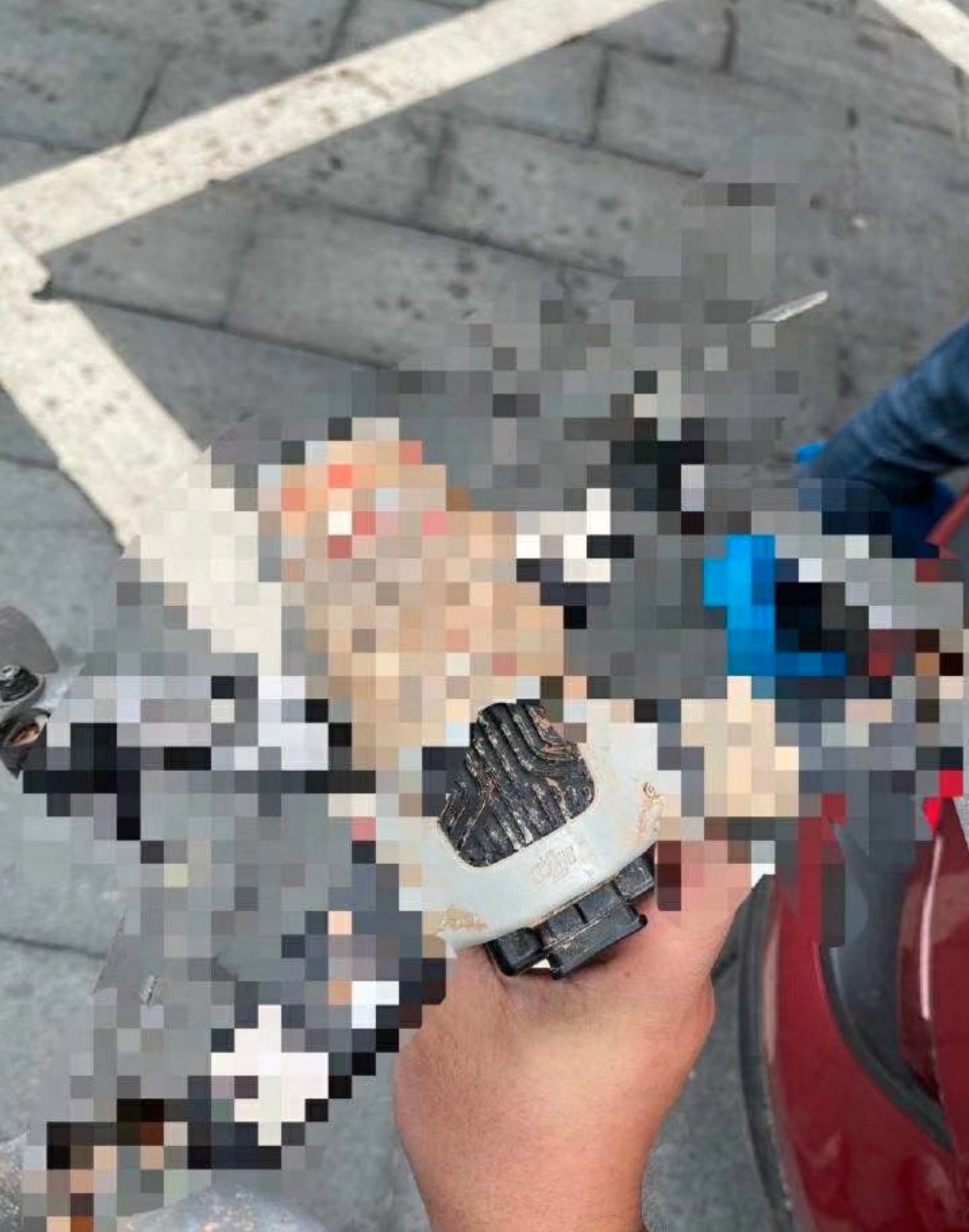 Heavily scrambled photo of a mysterious DJI drone shared on Twitter by OsitaLV.