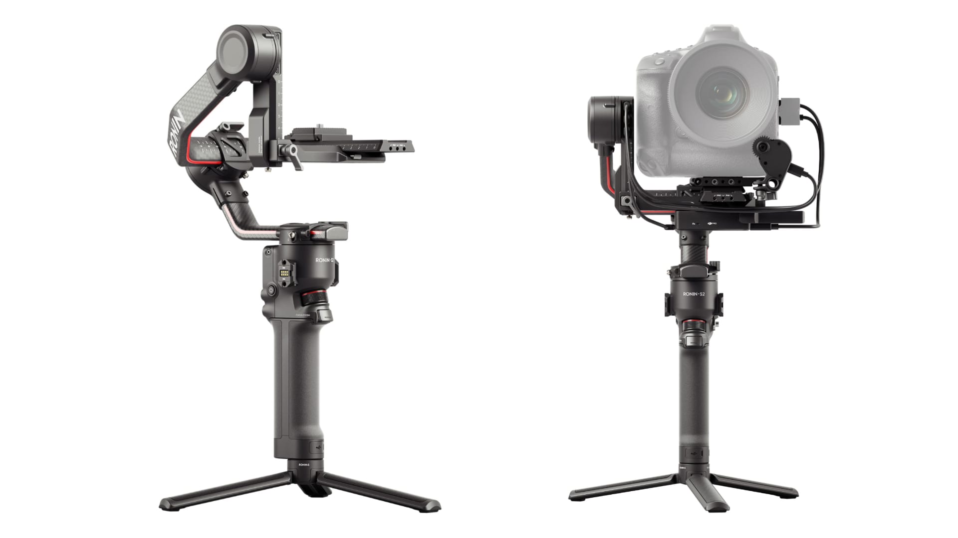 DJI RS2 handheld gimbal stabilizer with carbon fiber construction in a Best Buy photo.