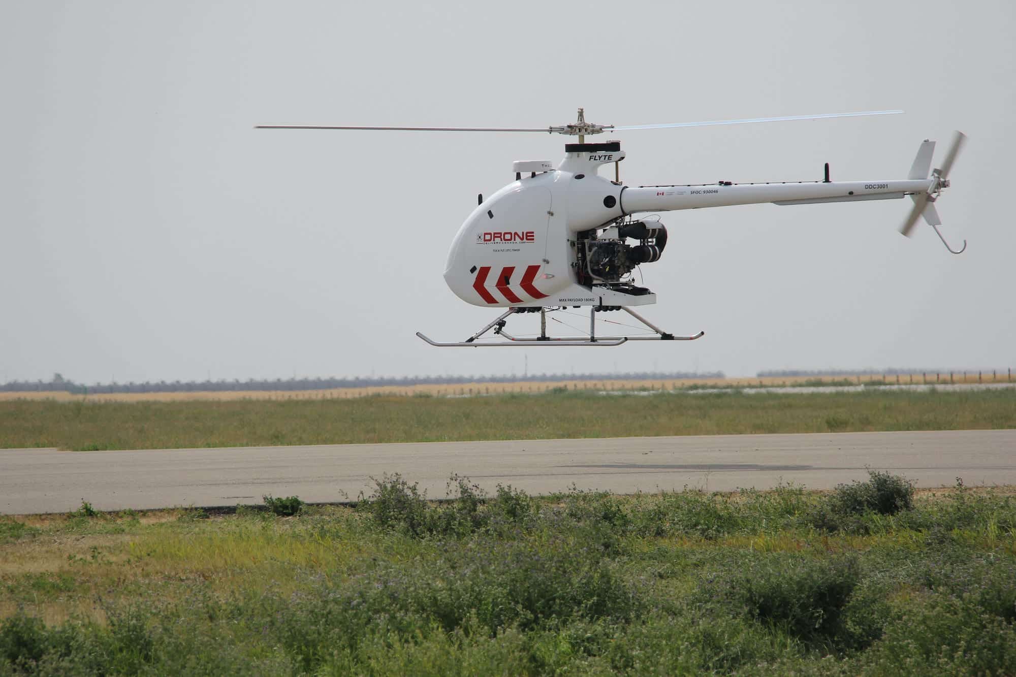 Drone Delivery Canada's Condor cargo drone during testing in Foremost, Alberta.