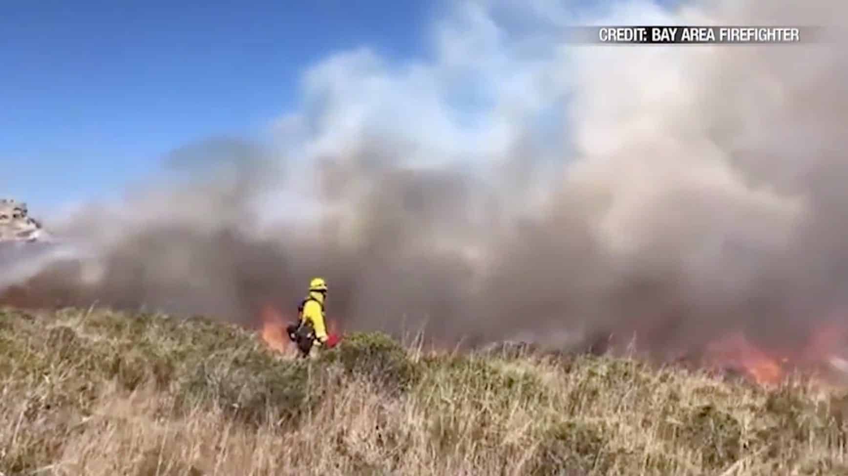 Drone used by fire crews to set backfires against the Woodward Fire in Point Reyes.