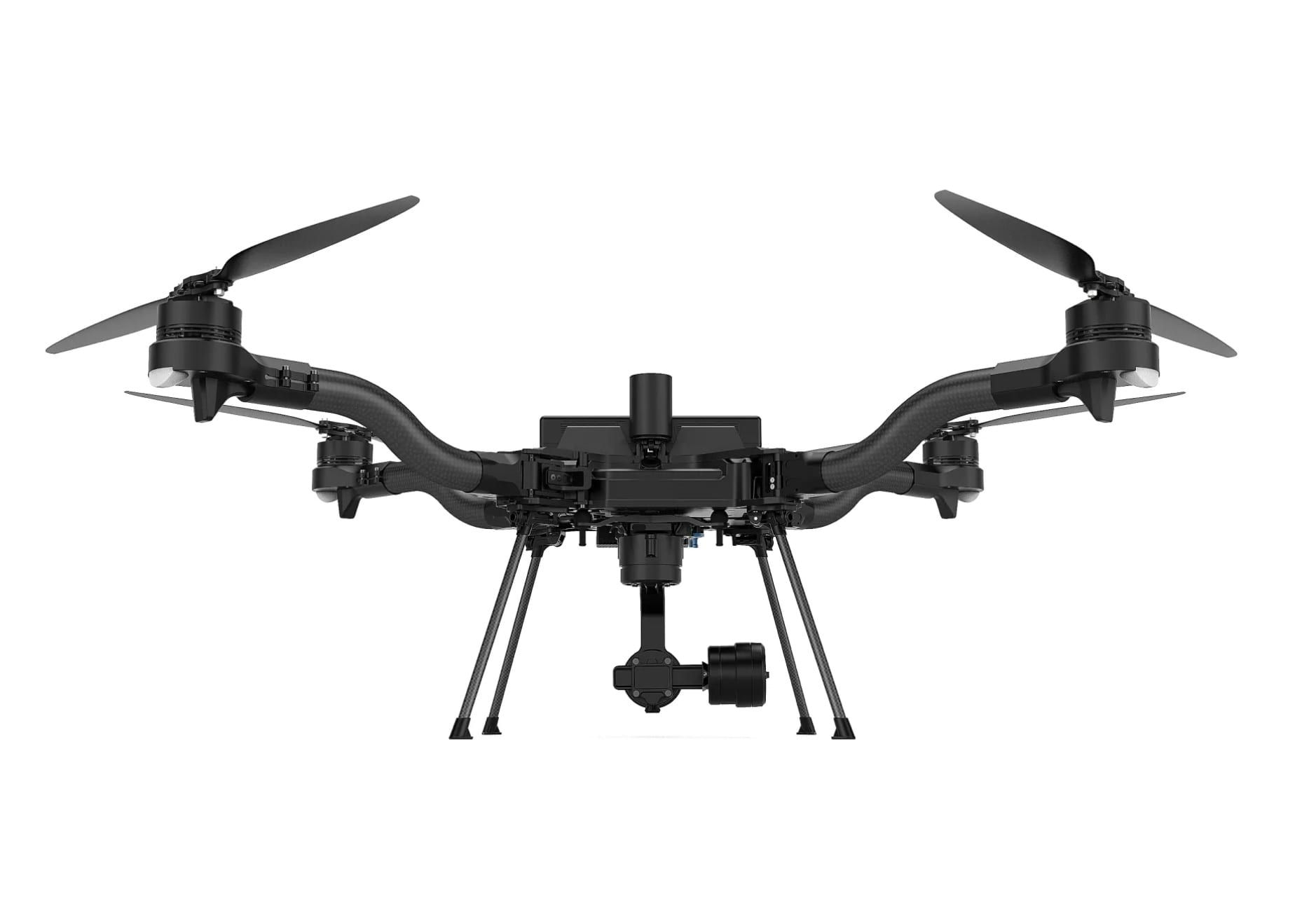 Front view of the Astro on its landing legs with arms extended.