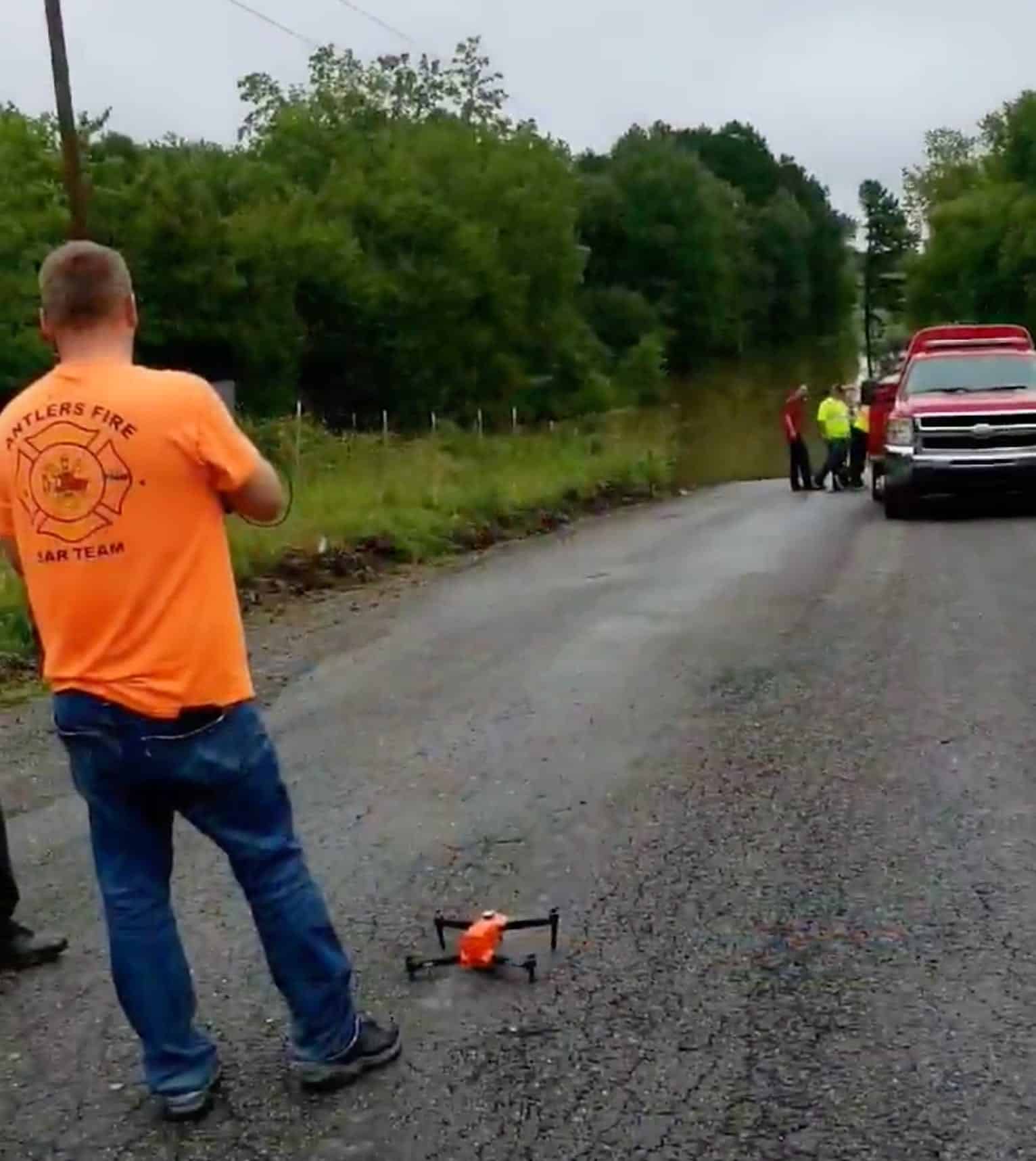Screenshot of the Pushmataha County Search and Rescue Facebook video of the drone flight.