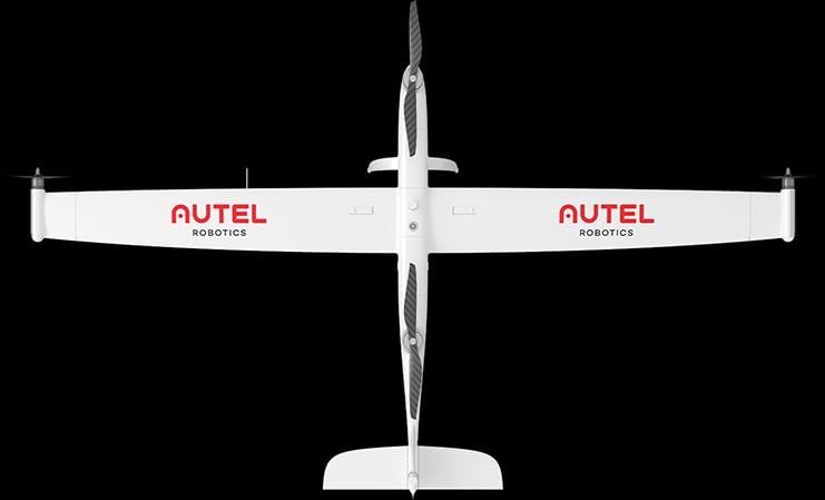 Autel Dragonfish VTOL fixed-wing drone shown in a mobile version of Autel's launch graphic.