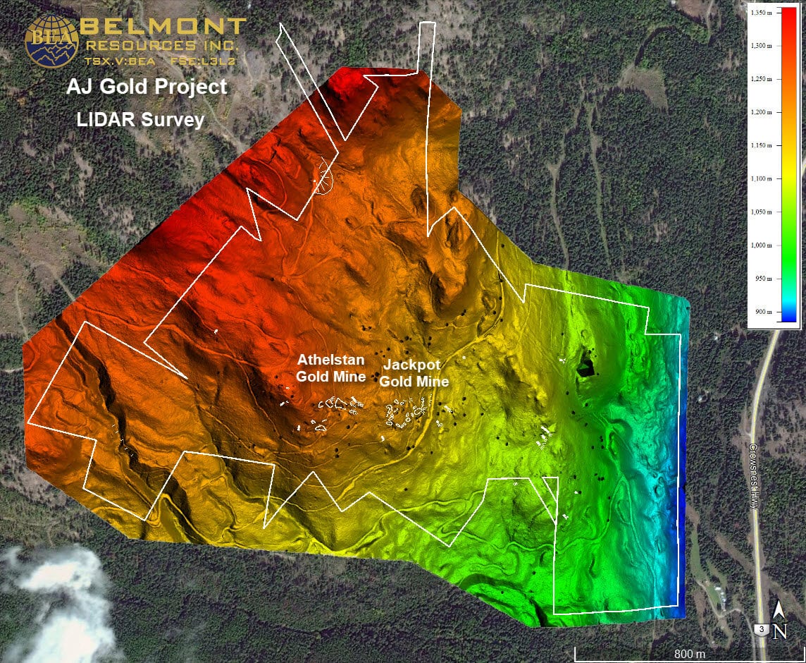 Survey map of a Belmont Resources claim built from drone-collected data.