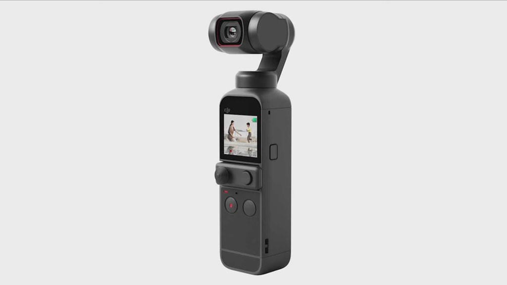 Leaked shot of the Osmo Pocket 2 with joystick accessory, LED and record buttons.