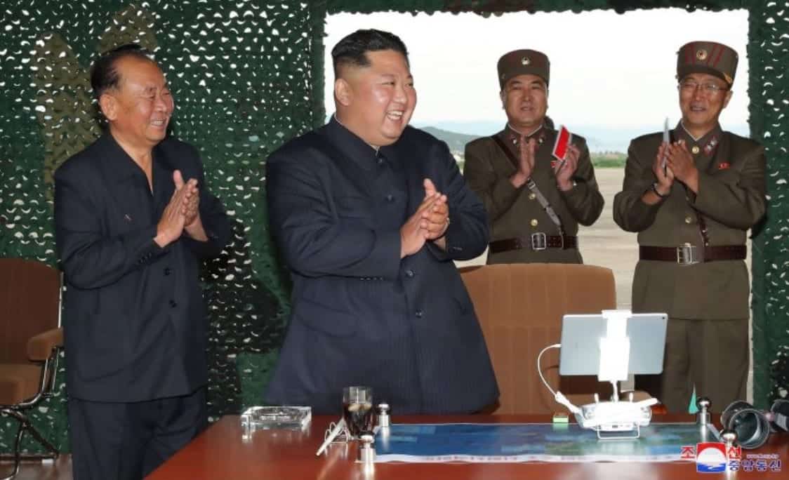North Korean state media image showing DJI Mavic 2 and Phantom controllers during a missile test.
