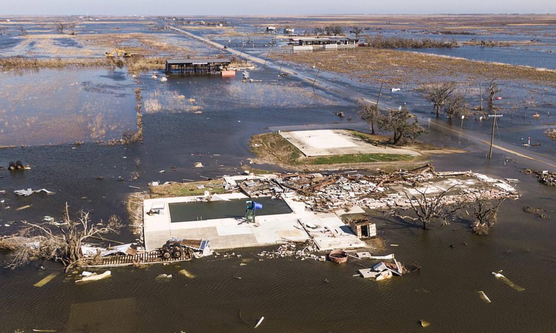 A house ripped from its foundation in Cameron, Louisiana.
