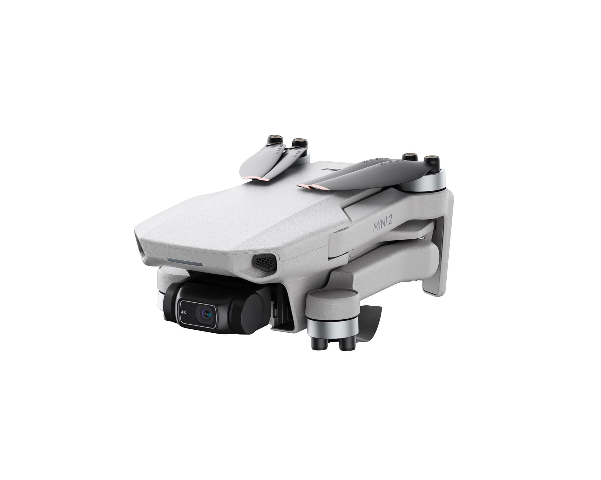 The DJI Mini 2 folded down to its compact travel size.
