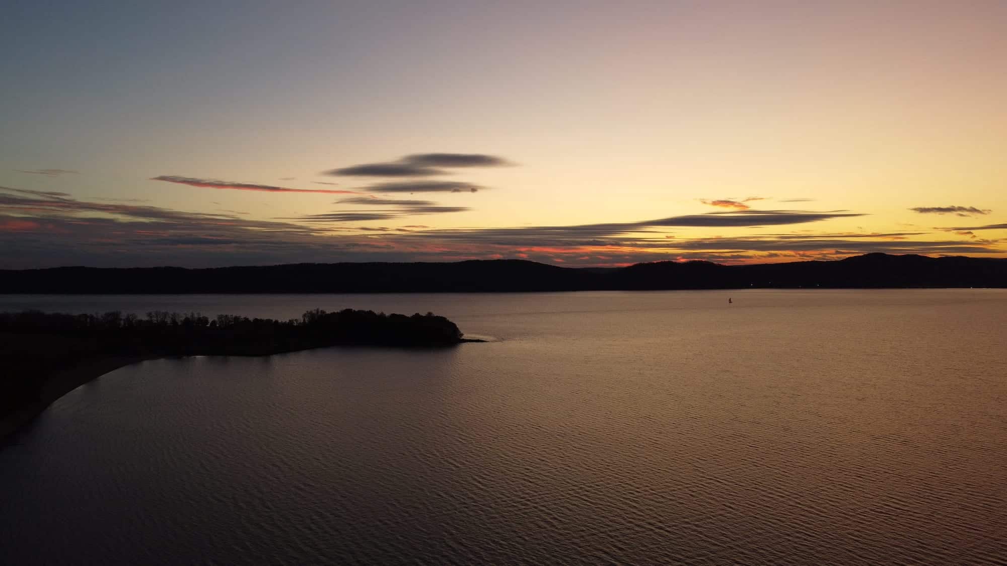 Sunset scene captured in low light with the new DJI Mini 2.