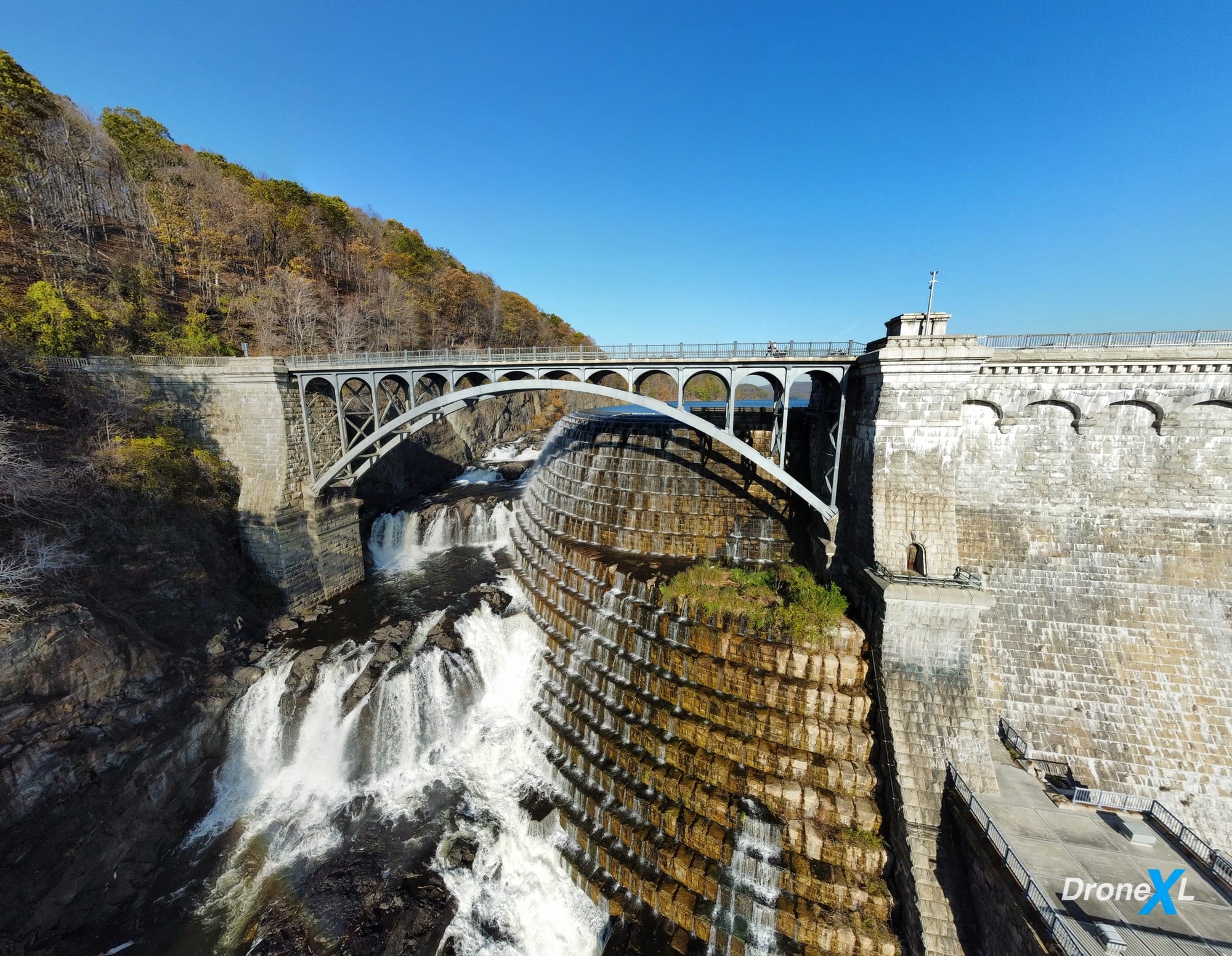 Wide angle aerial view stitched from nine Mini 2 photos in the DJI Fly app.
