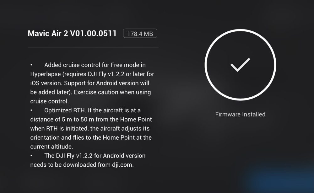 DJI Mavic Air 2 firmware update
