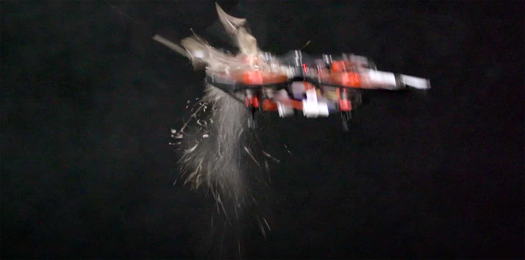 The moment the drone hits a moth: PATS!
