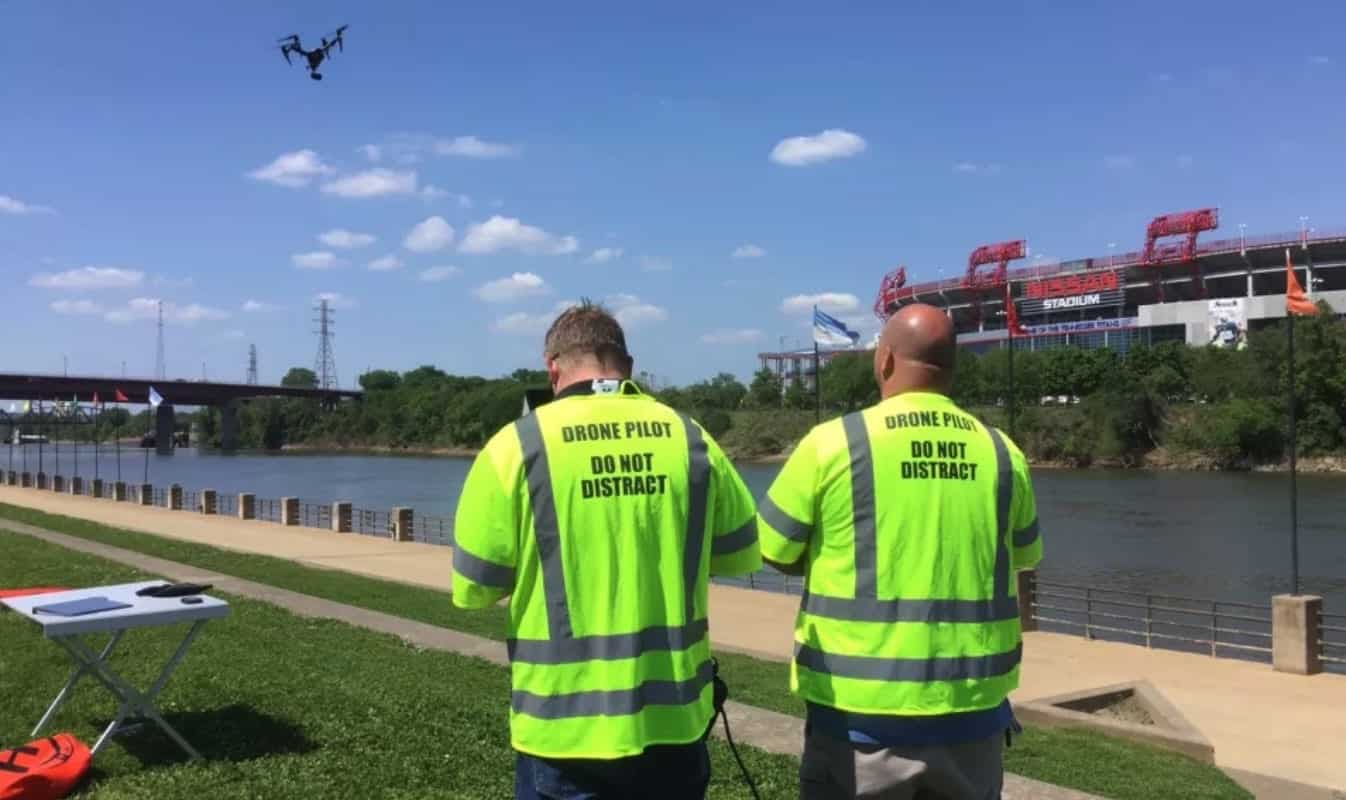 Drone used for aerial newsgathering by a U.S. TV broadcasting team.