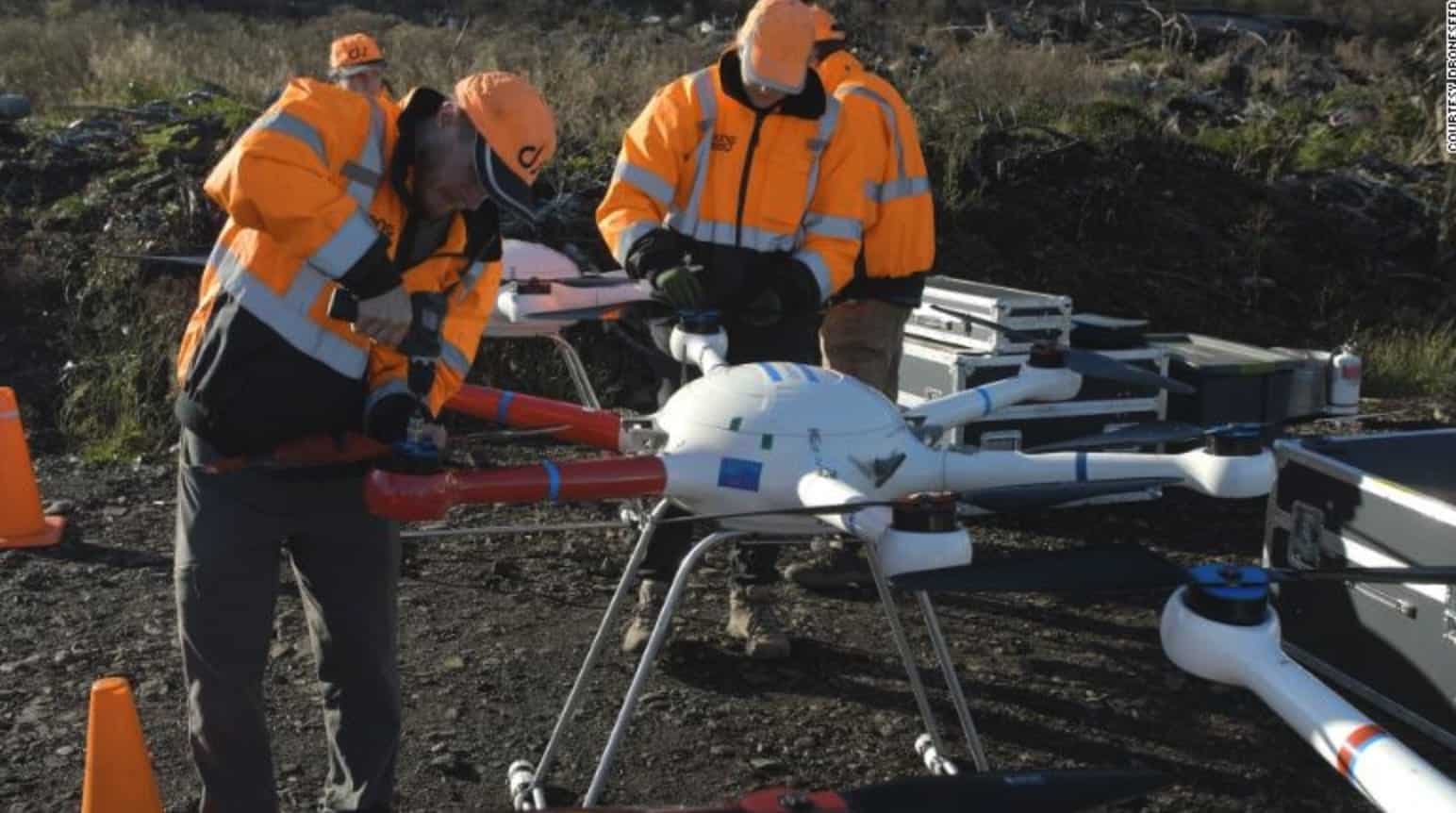 DroneSeed drone dropping seed vessels to replant forests burned by wildfires.