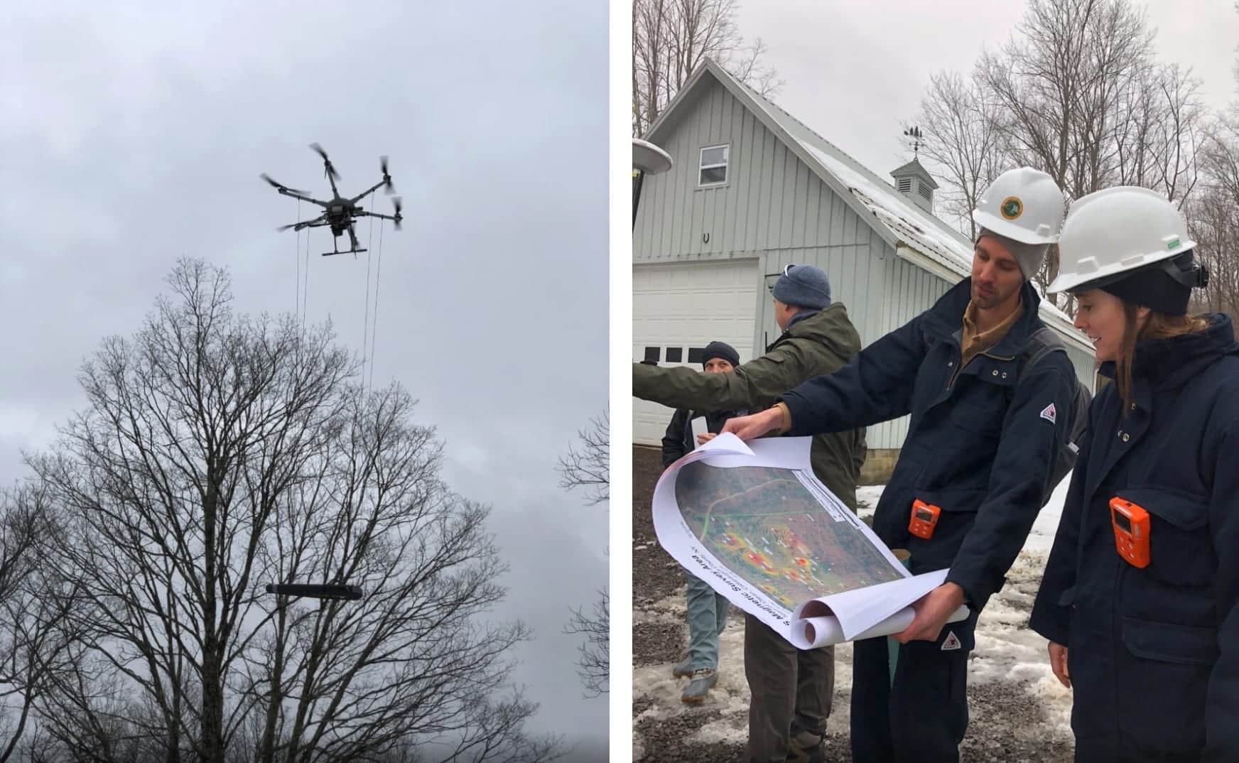Drone used to locate abandoned methane-leaking gas wells in New York State.