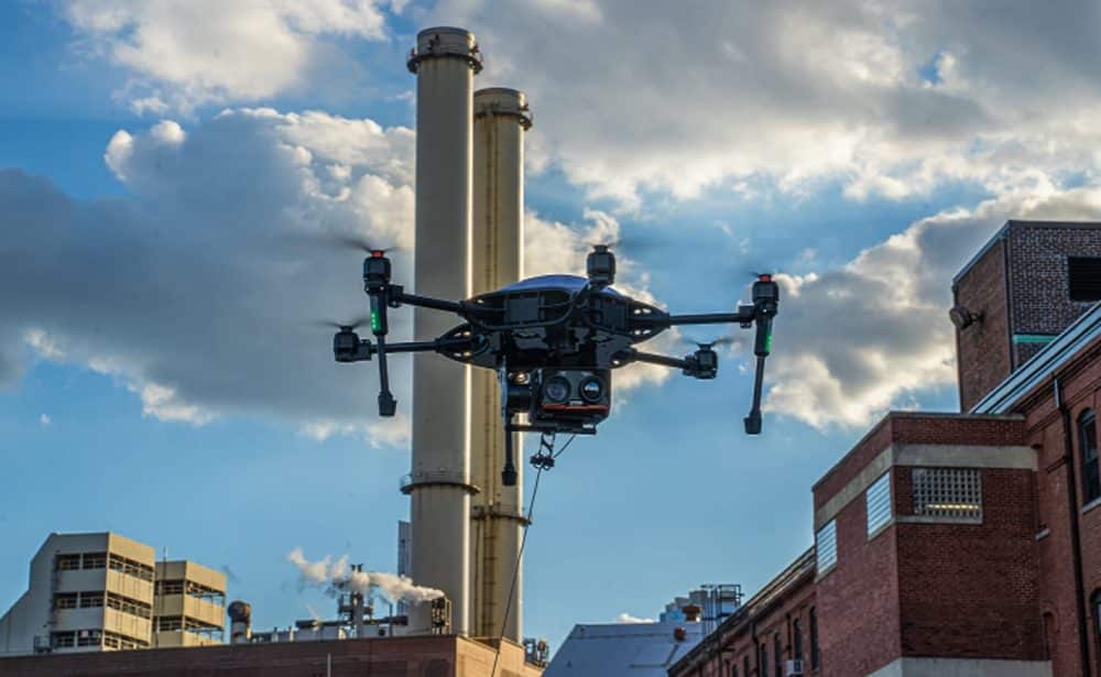 Easy Aerial autonomous drone-in-a-box security system deployed at Travis Air Force Base.