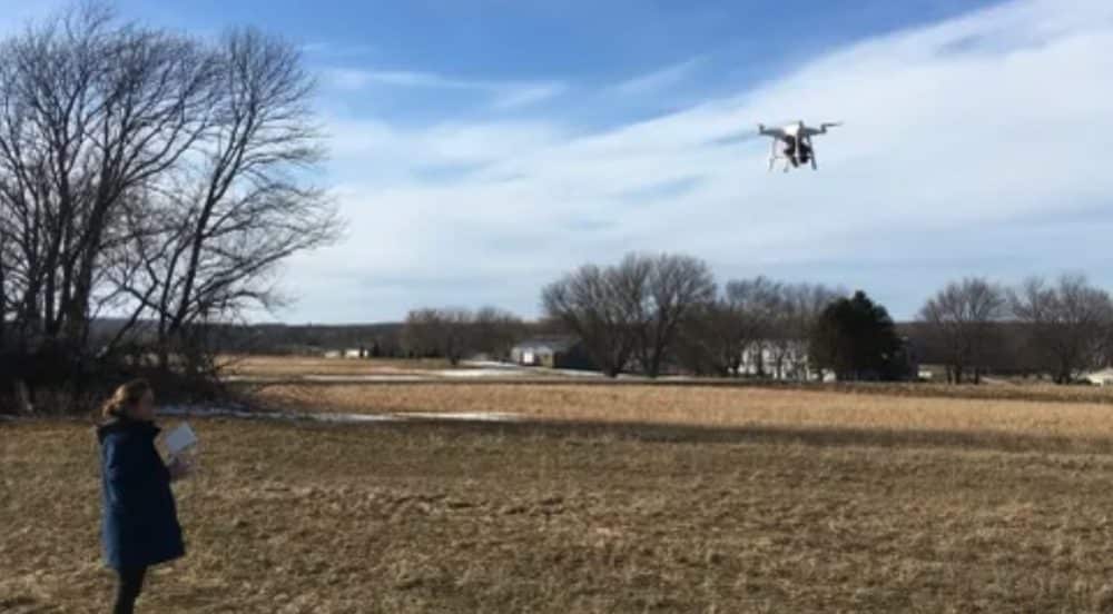 Drone used by geologists in northeastern Wisconsin to map shallow soils for manure spreading limits.