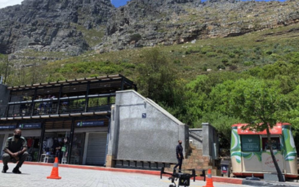 Western Cape Health Department rescue drone launched on Table Mountain in South Africa.