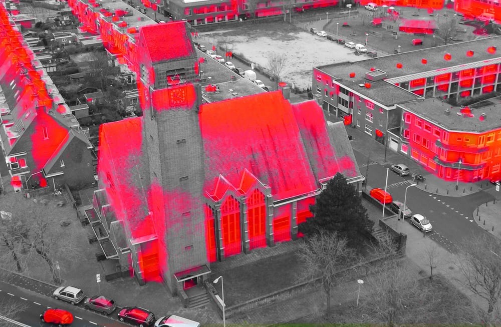 Thermal view from the FLIR Boson camera laid over the visible-light image.