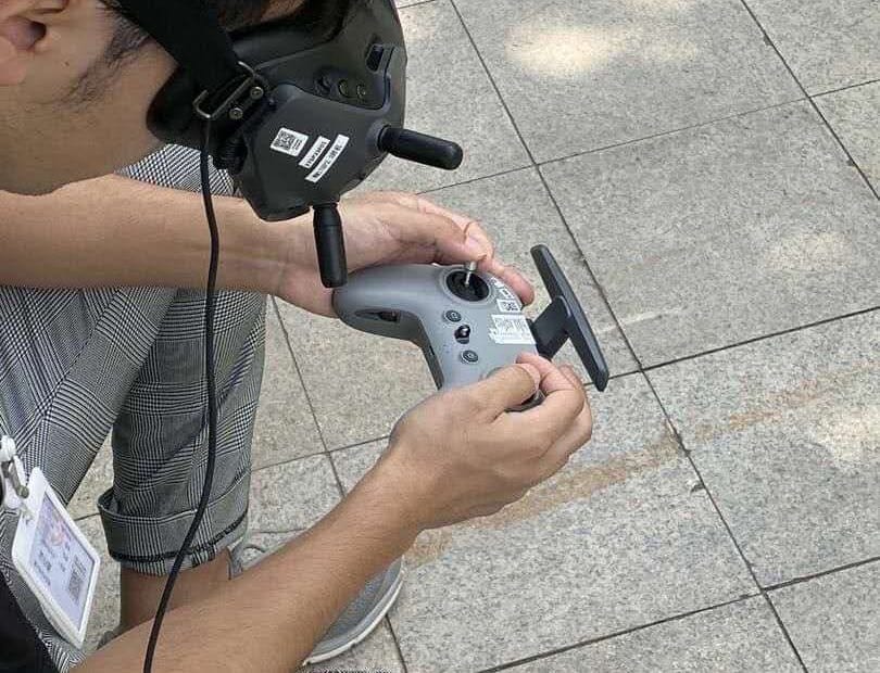 Leaked photo of the DJI FPV drone remote controller display model in its box.