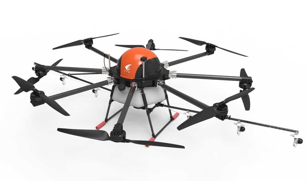 Side view of the HSE-UAV M8A Pro spraying octocopter Google wants to test for firefighting.