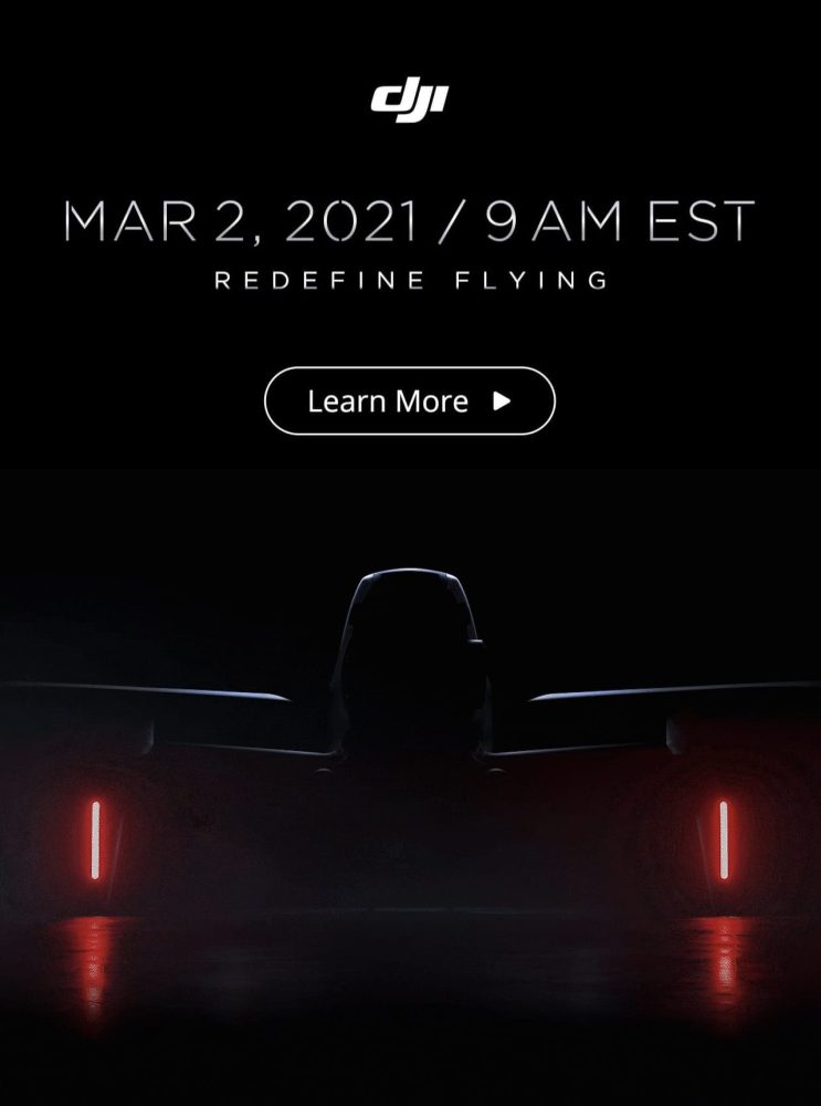 DJI Redefine Flying teaser announcing the DJI FPV drone launch on March 2, 2021.