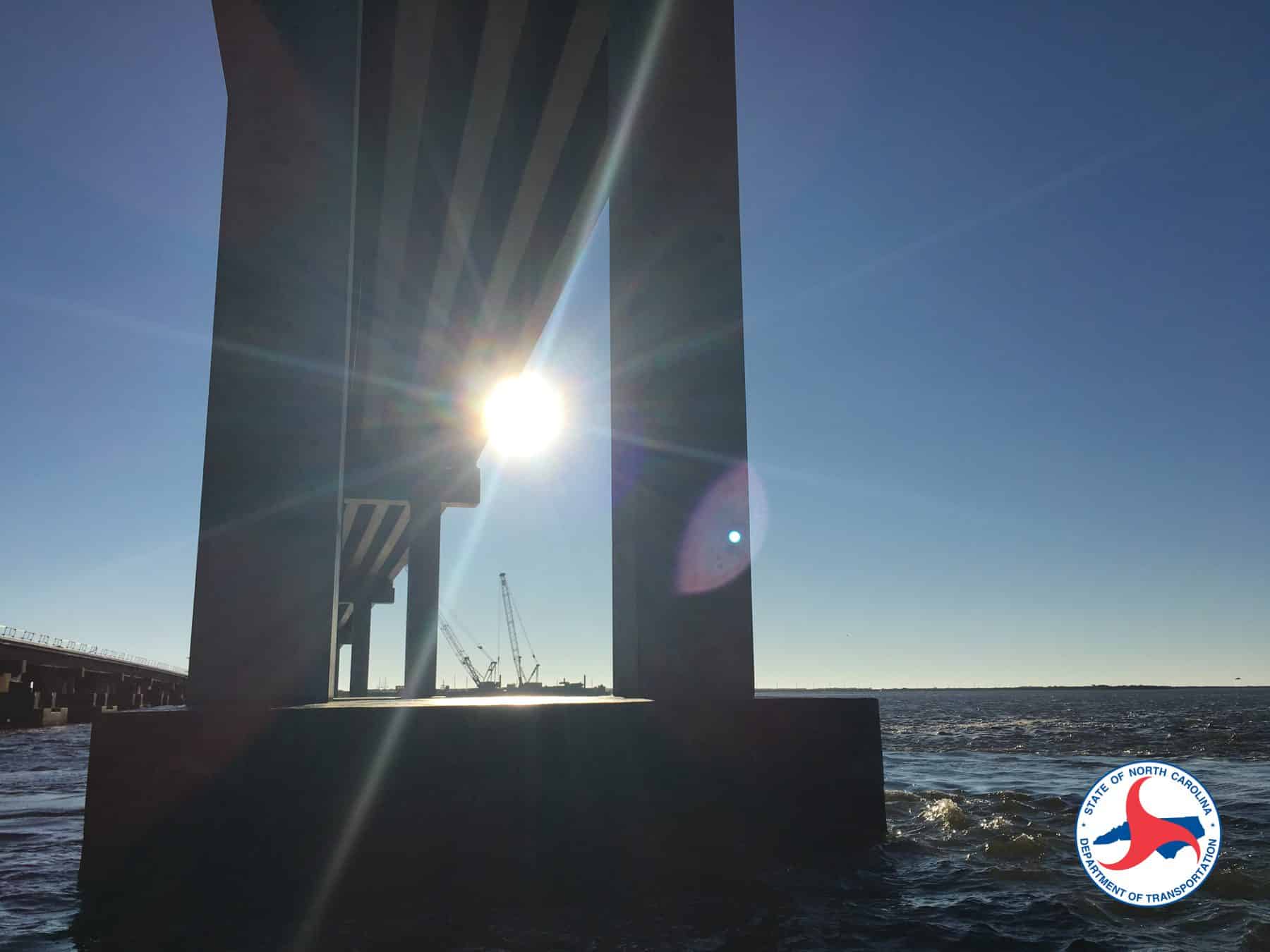 A Skydio 2 drone inspecting the underside of the Outer Banks bridge in North Carolina.