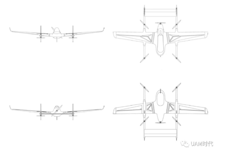 Schematic of EHang's rumored long-range hybrid eVTOL air taxi shared on Chinese social media.