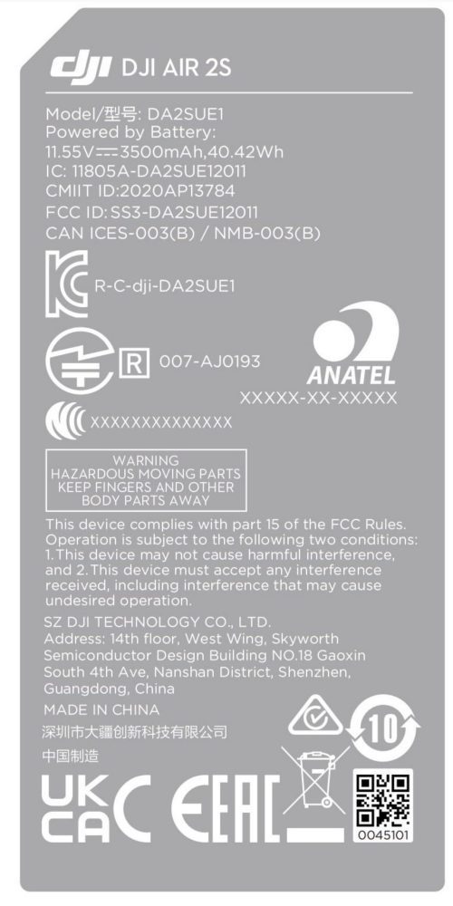 DJI Air 2S shows up in FCC filings