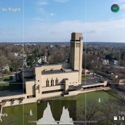 The main screen of the DJI Fly app during a flight.