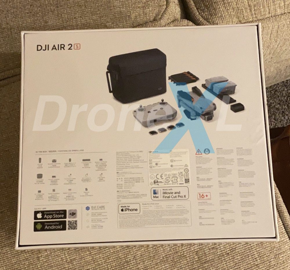 Contents of the DJI Air 2S Fly More Combo laid out after the accidental sale.
