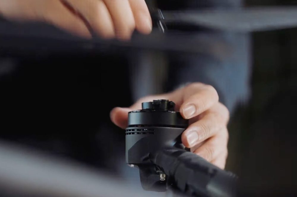 Sony Airpeak seen head-on while flying against the wind tunnel flow.