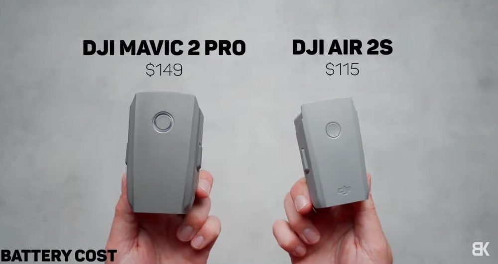 The modern Air 2S remote controller shown next to the older Mavic 2 Pro unit.